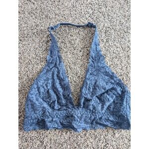 PINK Victoria's Secret Lace Halter Bralette Blue Size‎ M Medium